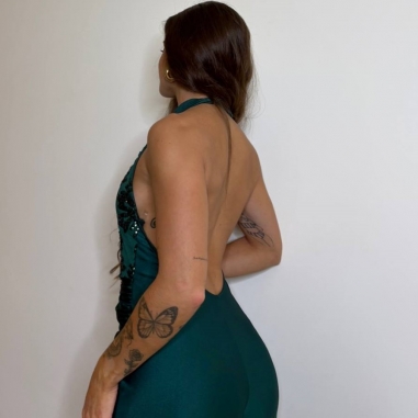 MONO HALTER LENTEJUELAS VERDE ESMERALDA