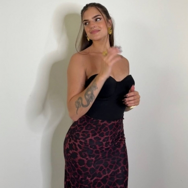 FALDA TUL ANIMAL PRINT VINO