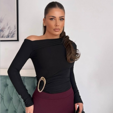 TOP FRUNCIDO ACCESORIO NEGRO