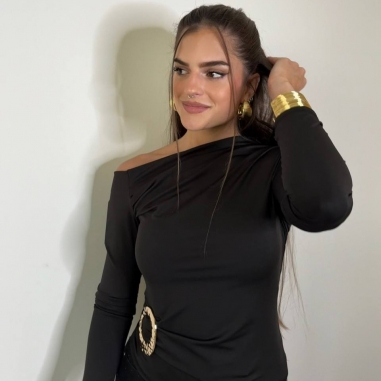 TOP FRUNCIDO ACCESORIO NEGRO