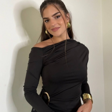 TOP FRUNCIDO ACCESORIO NEGRO