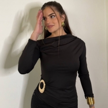 TOP FRUNCIDO ACCESORIO NEGRO