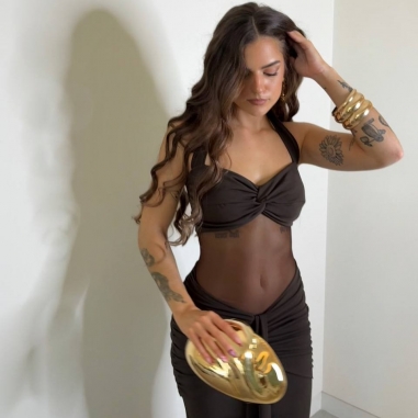 VESTIDO TRANSPARENCIAS CHOCO