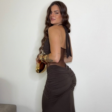 VESTIDO TRANSPARENCIAS CHOCO