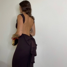 VESTIDO SIRENA LAZO CHOCO