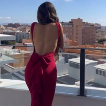 VESTIDO SIRENA LAZO VINO 2