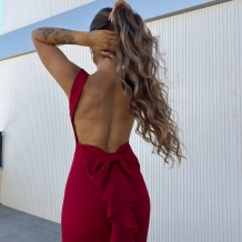 VESTIDO SIRENA LAZO VINO