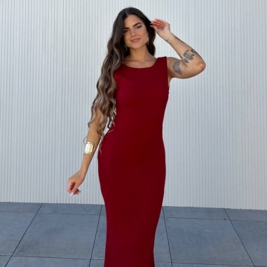 VESTIDO SIRENA LAZO VINO