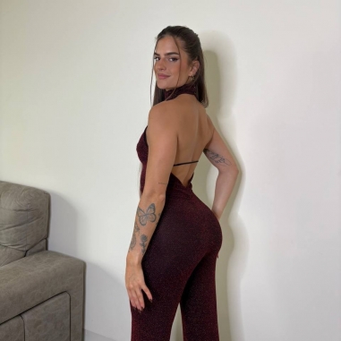 MONO HALTER LUREX BURDEOS