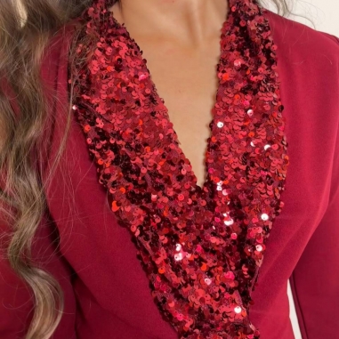 MONO BLAZER SOLAPA LENTEJUELAS VINO