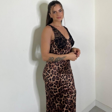 VESTIDO ANIMAL PRINT ENCAJE