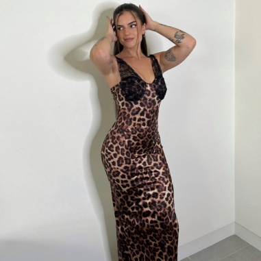 VESTIDO ANIMAL PRINT ENCAJE