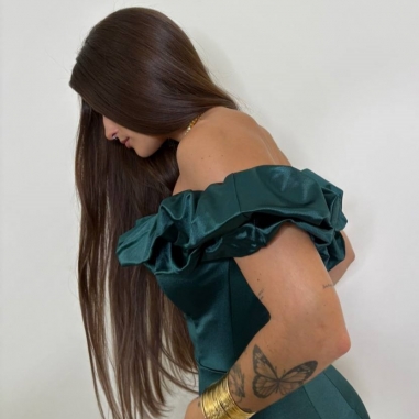 VESTIDO SATÉN CORTO VERDE ESMERALDA
