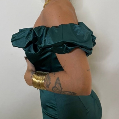 VESTIDO SATÉN CORTO VERDE ESMERALDA