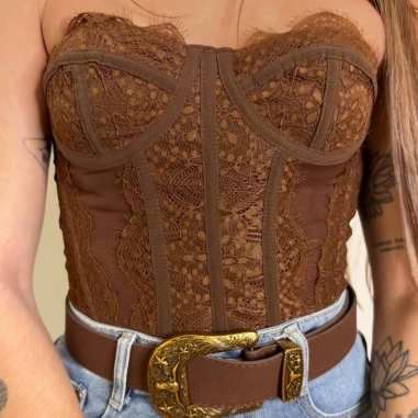 CORSET ENCAJE CHOCO