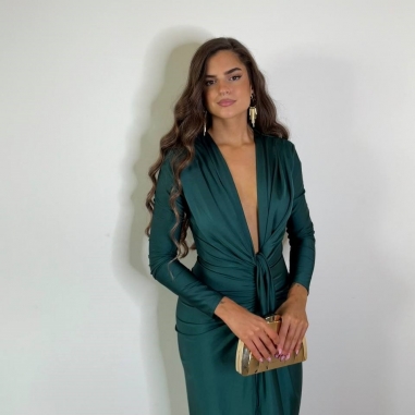 VESTIDO NUDO MANGA VERDE ESPERALDA