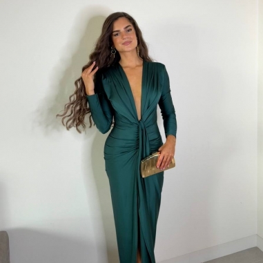 VESTIDO NUDO MANGA VERDE ESPERALDA