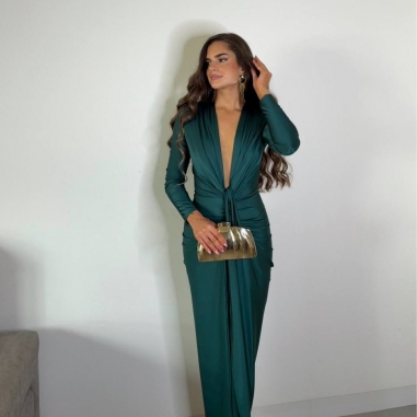 VESTIDO NUDO MANGA VERDE ESPERALDA