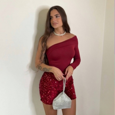 SHORT LENTEJUELAS VINO