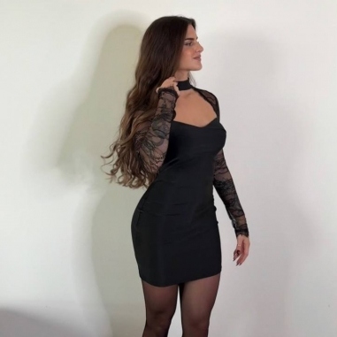 VESTIDO MANGA ENCAJE NEGRO