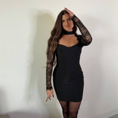 VESTIDO MANGA ENCAJE NEGRO