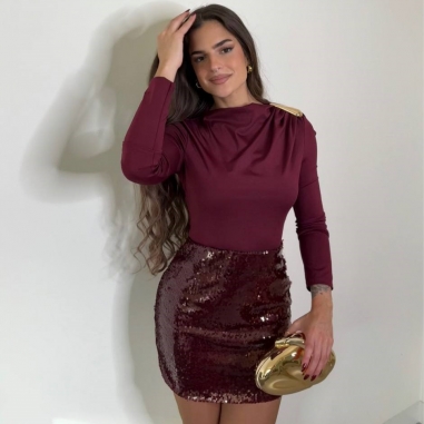 FALDA LENTEJUELAS BURDEOS