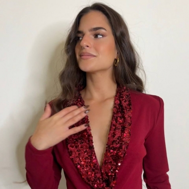 MONO BLAZER SOLAPA LENTEJUELAS VINO