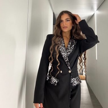 MONO BLAZER SOLAPA LENTEJUELAS NEGRO...