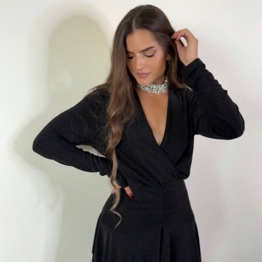 VESTIDO LUREX VUELO NEGRO