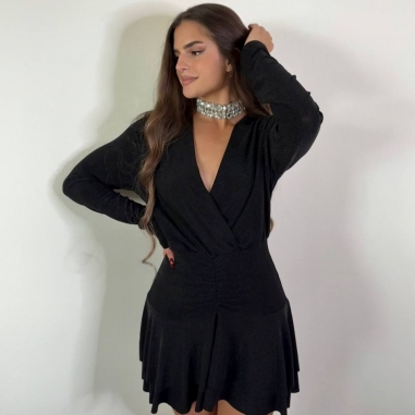 VESTIDO LUREX VUELO NEGRO