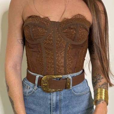 CORSET ENCAJE CHOCO