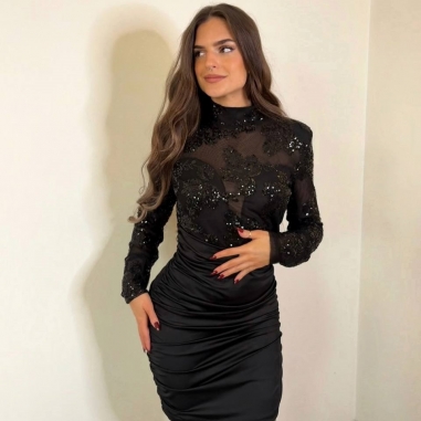 VESTIDO TUL LENTEJUELAS NEGRO