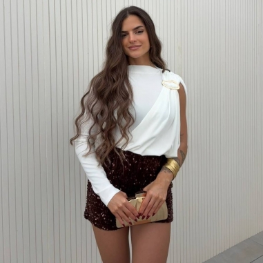 SHORT LENTEJUELAS CHOCO