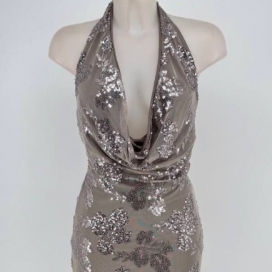 VESTIDO LENTEJUELAS TAUPÉ