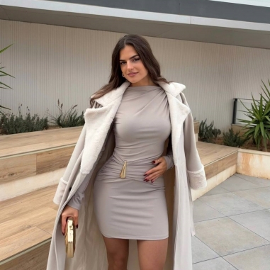 ABRIGO PAÑO PELITO BEIGE