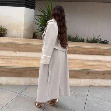 ABRIGO PAÑO PELITO BEIGE