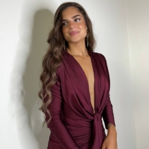 VESTIDO NUDO MANGA BURDEOS 2