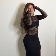 VESTIDO ENCAJE BANDA NEGRO