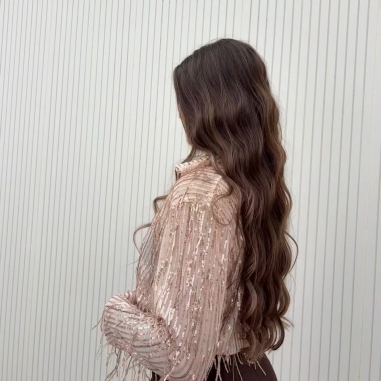 CAMISA FLECOS LENTEJUELAS ROSADA