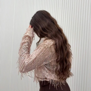 CAMISA FLECOS LENTEJUELAS ROSADA