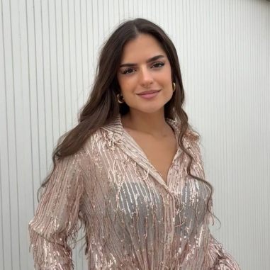 CAMISA FLECOS LENTEJUELAS ROSADA