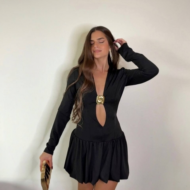 VESTIDO JOYA GLOBO NEGRO