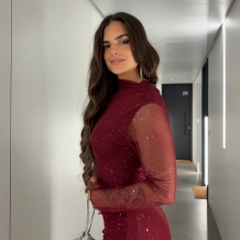 VESTIDO TUL BRILLO VINO 2