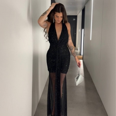 VESTIDO AURA BRILLO LARGO