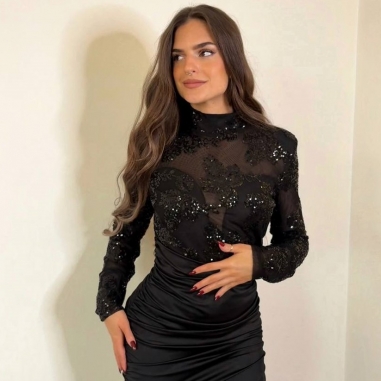 VESTIDO TUL LENTEJUELAS NEGRO