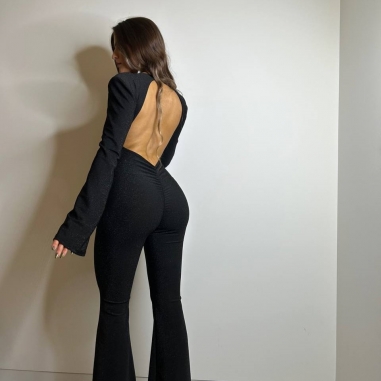 MONO HOMBRERAS LUREX NEGRO