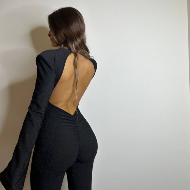 PREVENTA MONO HOMBRERAS LUREX NEGRO