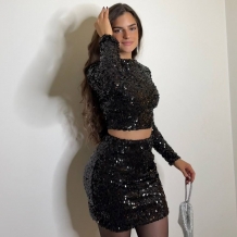 FALDA LENTEJUELAS NEGRA