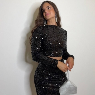 FALDA LENTEJUELAS NEGRA