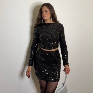 FALDA LENTEJUELAS NEGRA